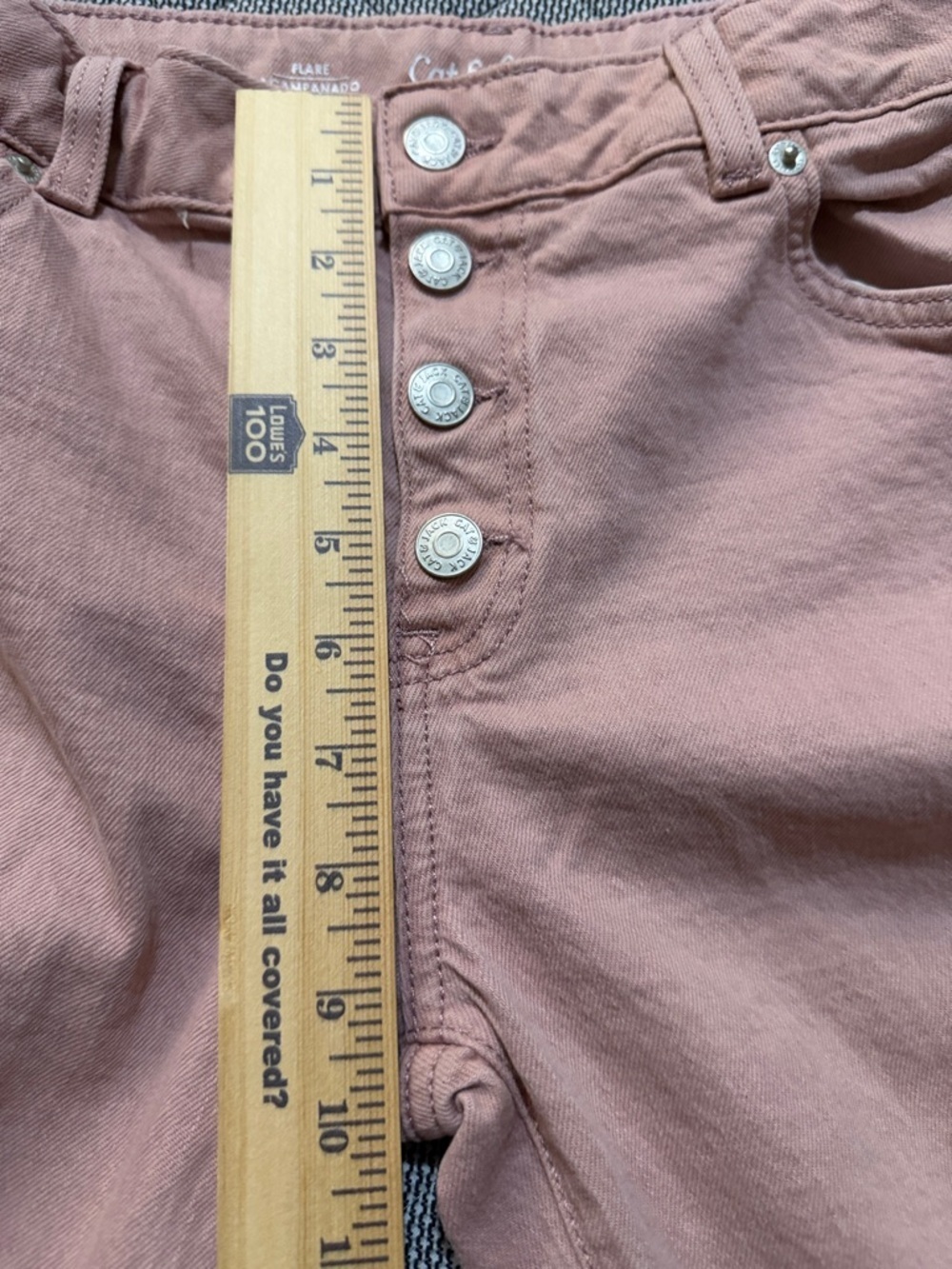 Cat & Jack Dusty Pink Button-Front Flare Jeans - Picture 7 of 9